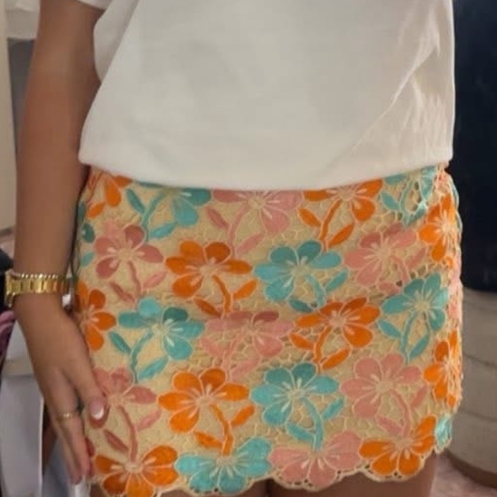 Endless Rose Floral Mini Skirt - Orange, Blue, Pink